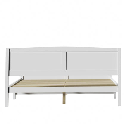 Bed Frame Double Size Timber Platform White