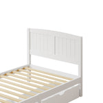 Wooden Bed Frame with Trundle Drawers White