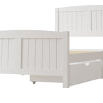 Wooden Bed Frame with Trundle Drawers White