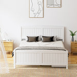 Wooden Bed Frame with Trundle Drawers White