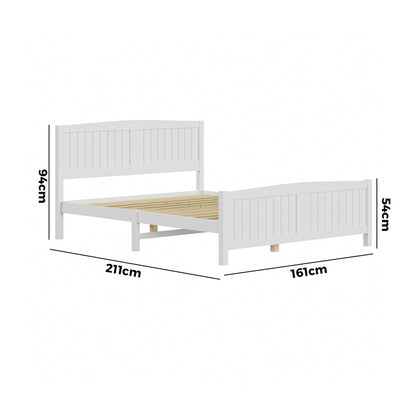 Bed Frame Double Size Timber Platform White