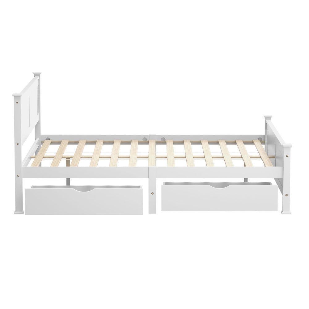 King Bed Frame Storage Drawers Pine White | HomeAndLiving - 2