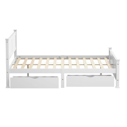 King Bed Frame Storage Drawers Pine White | HomeAndLiving - 2