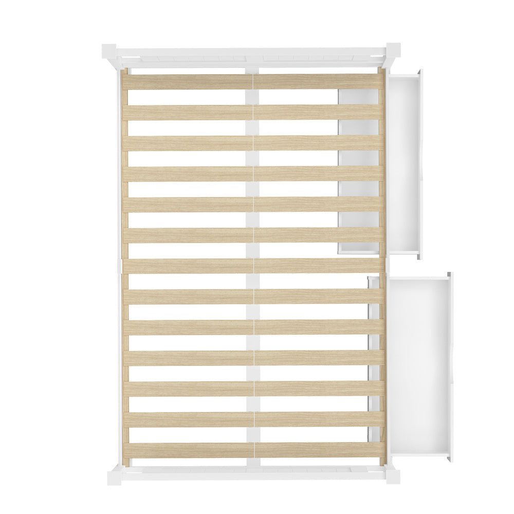 King Bed Frame Storage Drawers Pine White | HomeAndLiving - 4
