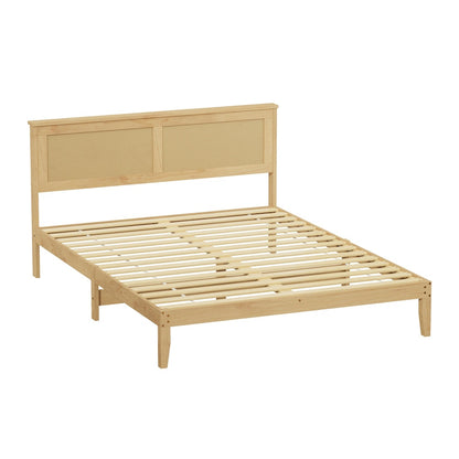 Double Wooden Bed Frame Natural 199x145x94cm