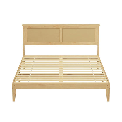Double Wooden Bed Frame Natural 199x145x94cm