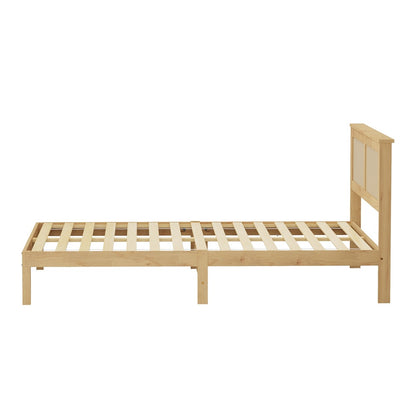 Double Wooden Bed Frame Natural 199x145x94cm