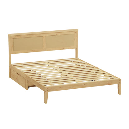 Double Wooden Bed Frame With Storage 199x145x94cm