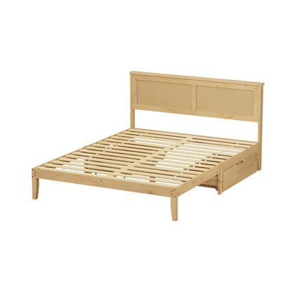 Double Wooden Bed Frame With Storage 199x145x94cm