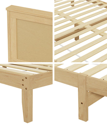 Double Wooden Bed Frame With Storage 199x145x94cm