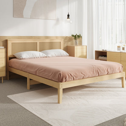 Queen Wooden Bed Frame Natural 213x161x94cm