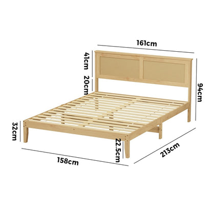 Queen Wooden Bed Frame Natural 213x161x94cm