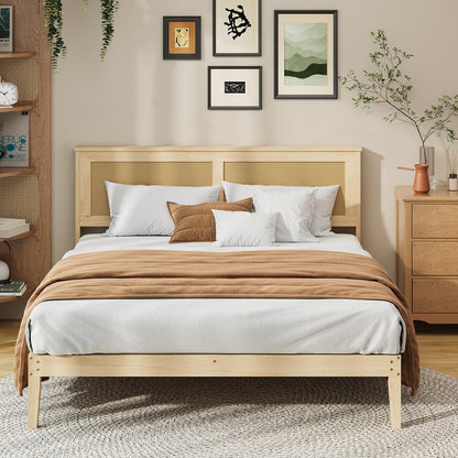 Queen Wooden Bed Frame Natural 213x161x94cm