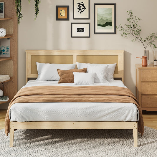 Queen Wooden Bed Frame Natural 213x161x94cm