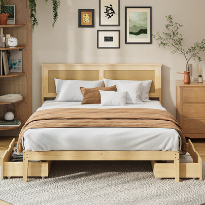 Queen Wooden Bed Frame With Storage 213x161x94cm