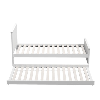 Trundle Bed Frame Single Size Wooden Daybed White