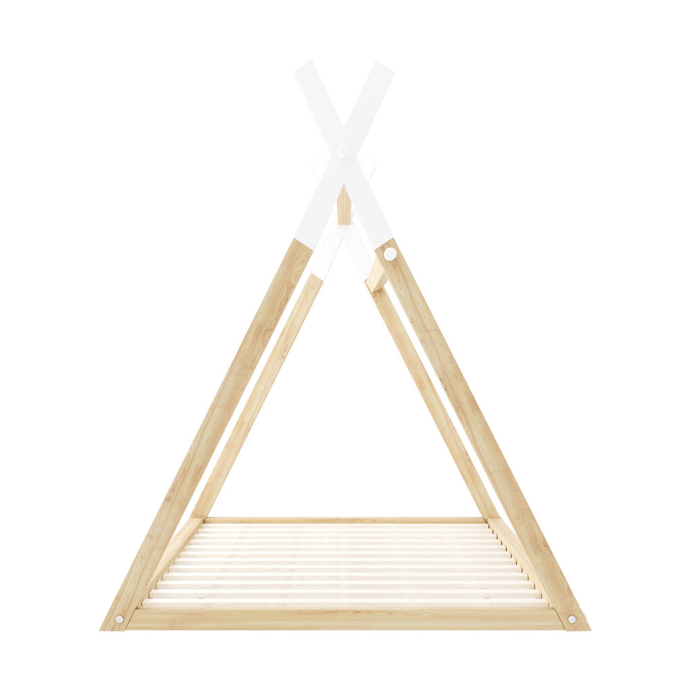 King Single Kids Bed Frame Mattress Set Wooden Teepee House Beds