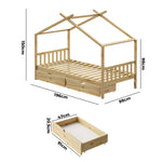 Bed Frame Wooden Kids Single Timber House Beds