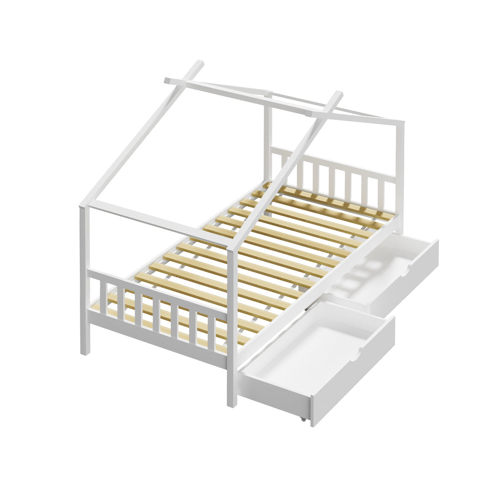 Bed Frame Wooden Kids Single Timber House Beds