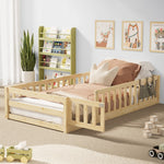 Wooden Kids Bed Frame Floor Bed Chimney Natural Wood Bedroom-KS/S