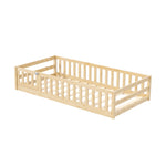 Wooden Kids Bed Frame Floor Bed Chimney Natural Wood Bedroom-KS/S