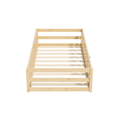 Wooden Kids Bed Frame Floor Bed Chimney Natural Wood Bedroom-KS/S