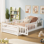 Wooden Kids Bed Frame Floor Bed Chimney White Wood Bedroom-KS/S