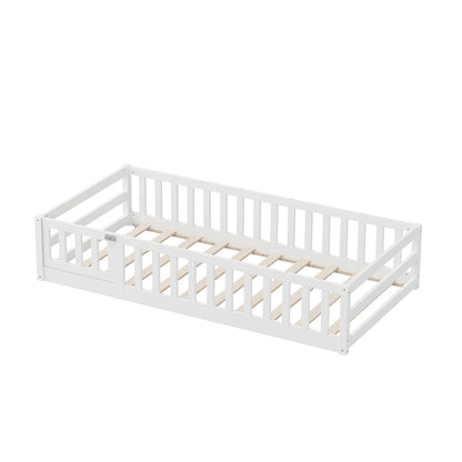 Wooden Kids Bed Frame Floor Bed Chimney White Wood Bedroom-KS/S