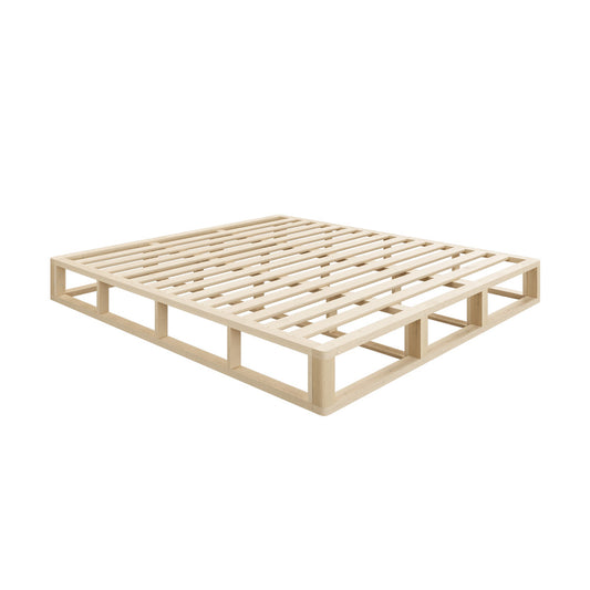 Wooden Bed Frame King Size Cage-like Base