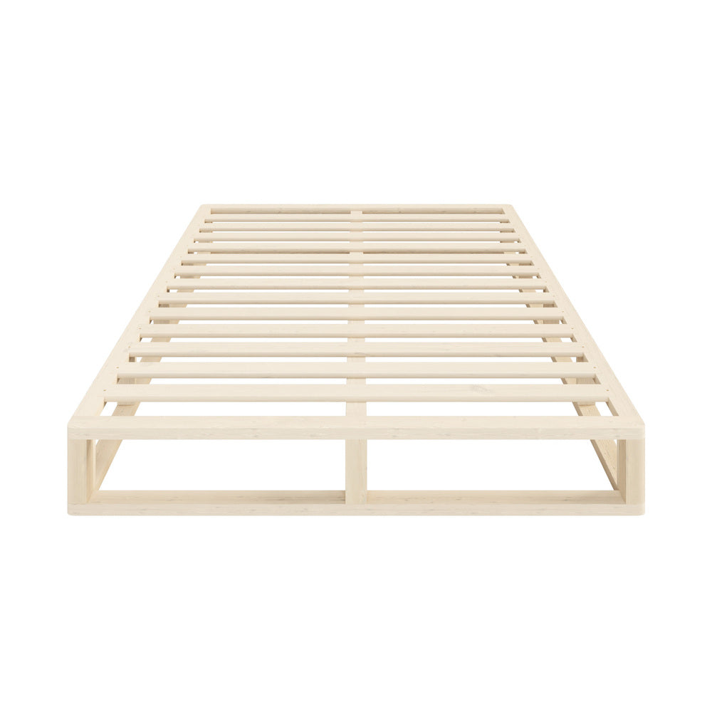 Wooden Bed Frame Queen Size Cage-like Base