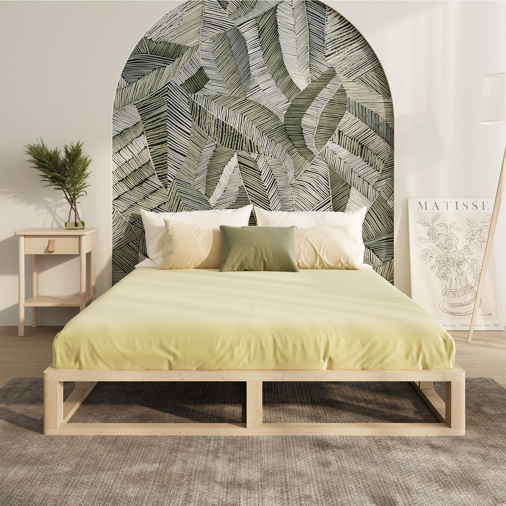 Wooden Bed Frame Queen Size Cage-like Base