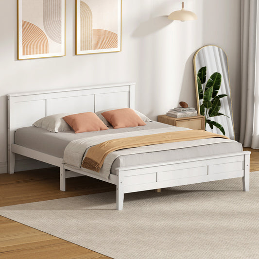 Double Wood Bed Frame White 199x147x94cm