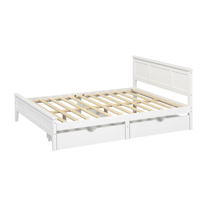 Double Wooden Bed Frame White 199x147x94cm
