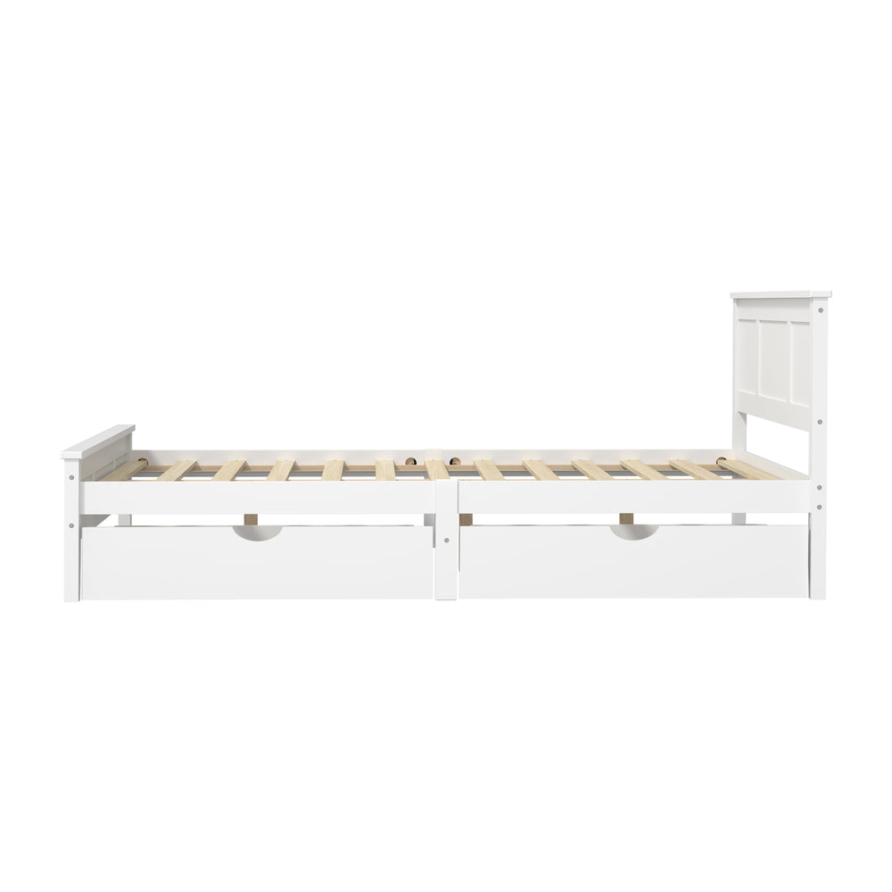 Double Wooden Bed Frame White 199x147x94cm