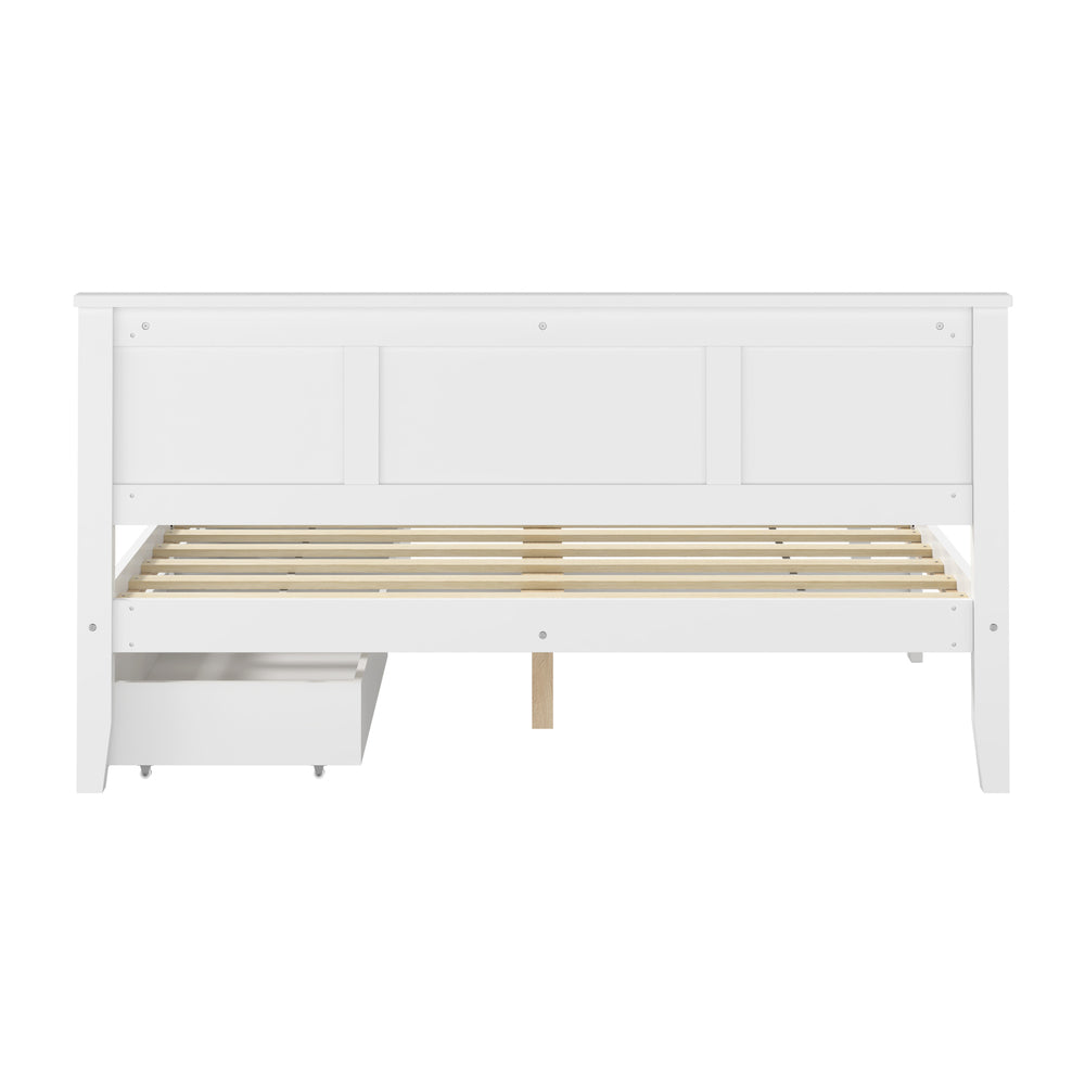 Double Wooden Bed Frame White 199x147x94cm