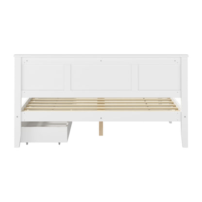 Double Wooden Bed Frame White 199x147x94cm