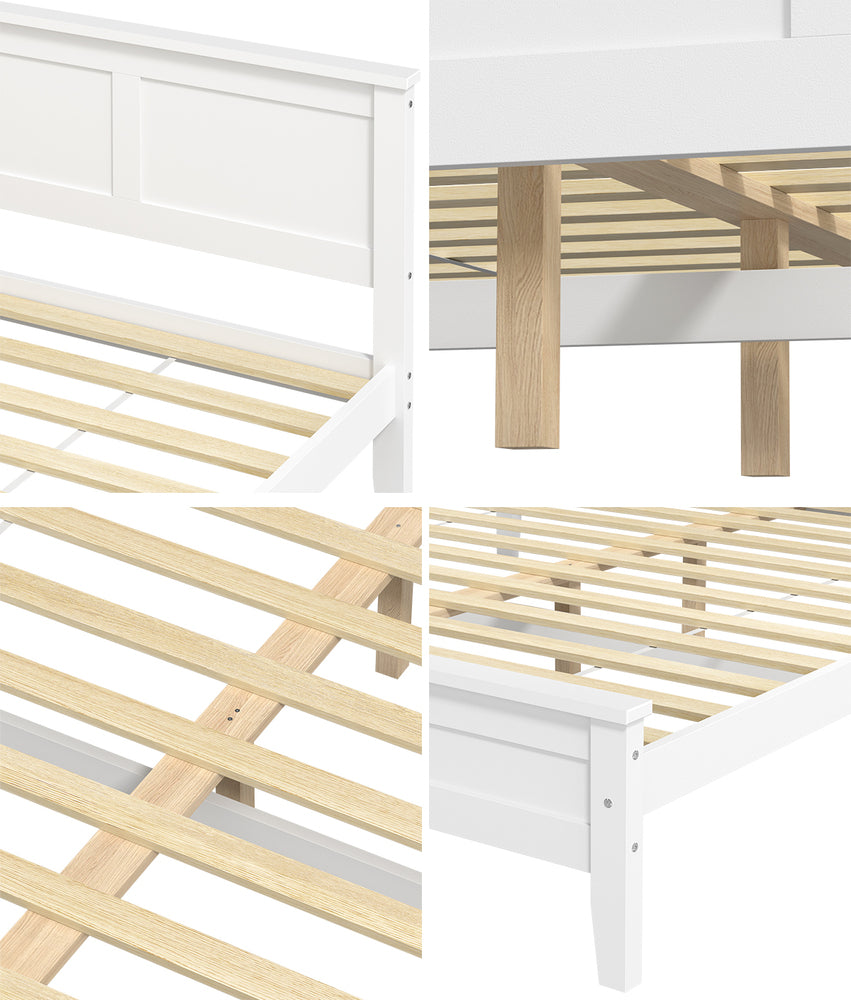 King Wood Bed Frame White 213x193x94cm