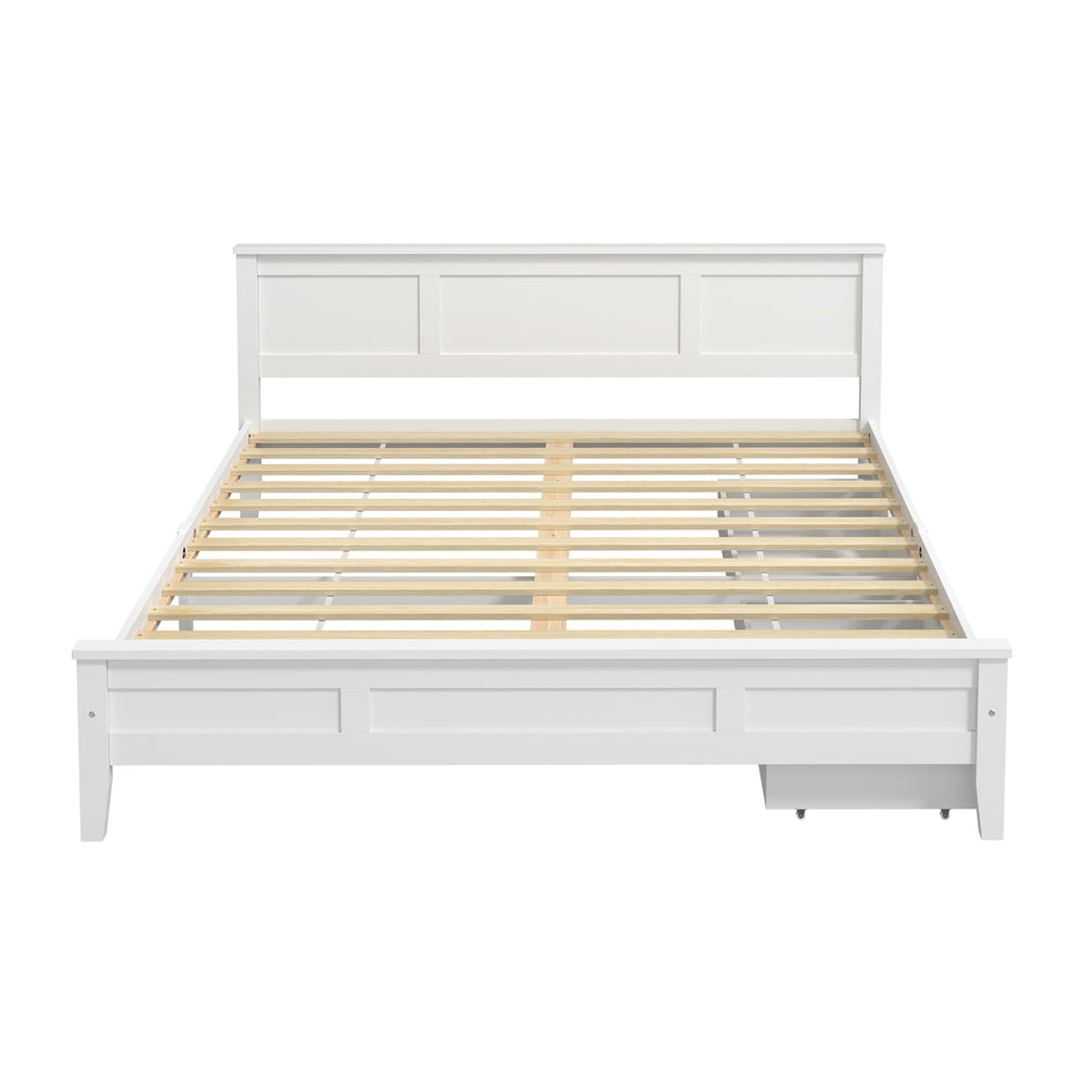 King Wooden Bed Frame White 213x193x94cm