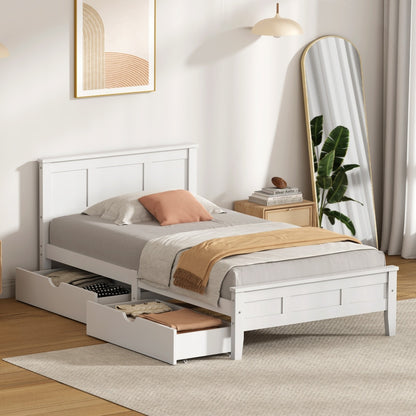 King Single Wooden Bed Frame White 213x117x94cm
