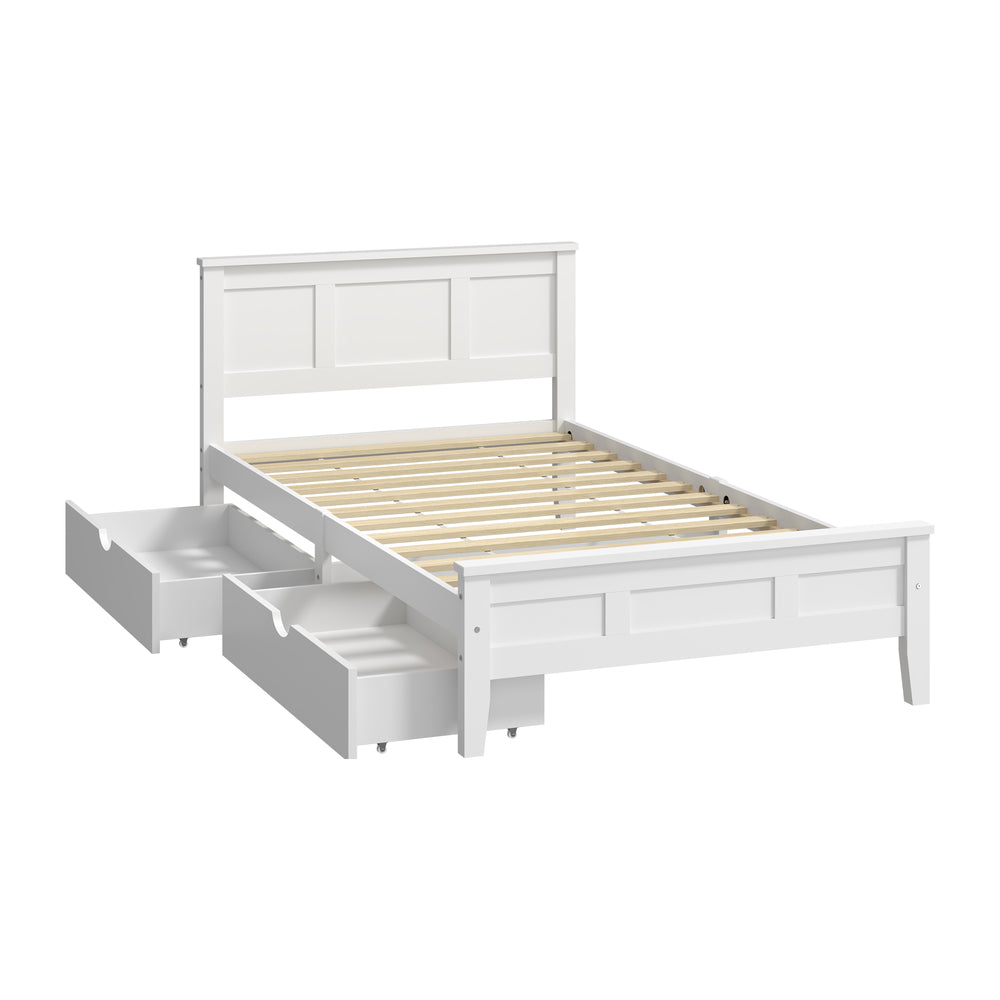 King Single Wooden Bed Frame White 213x117x94cm