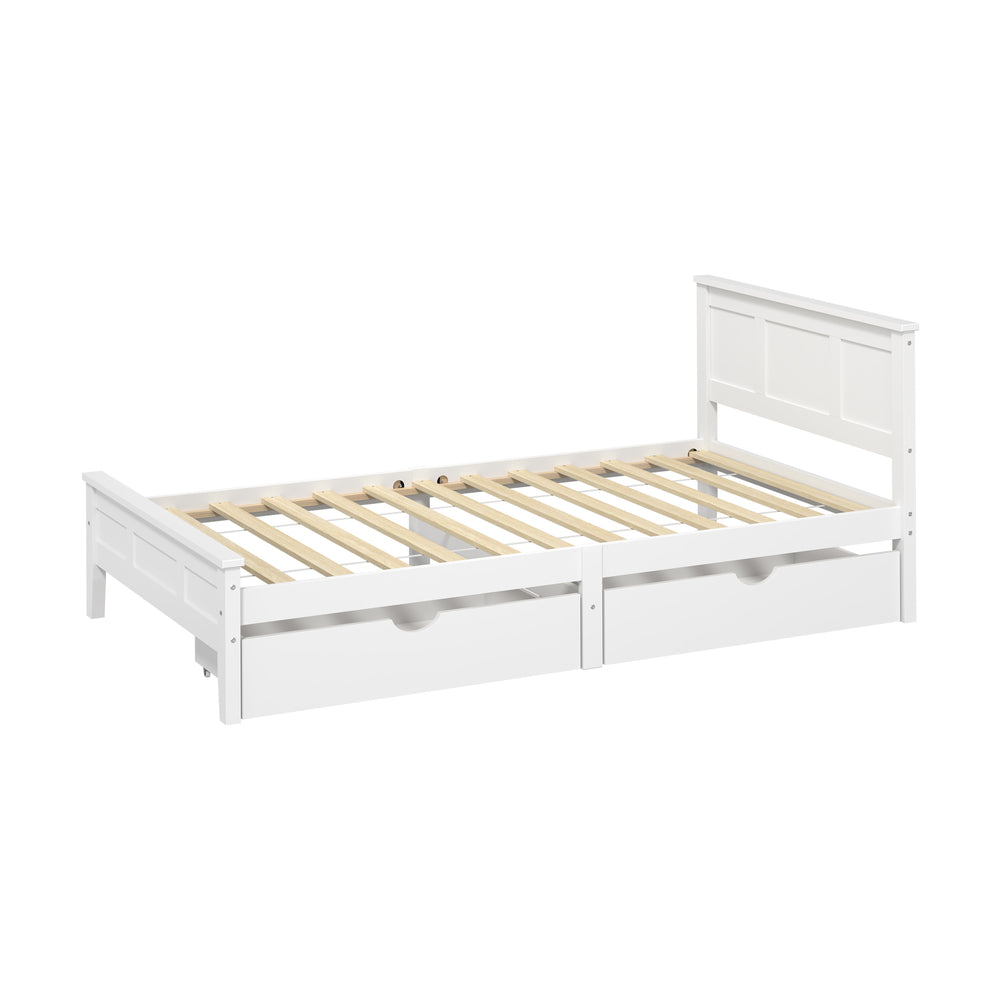 King Single Wooden Bed Frame White 213x117x94cm