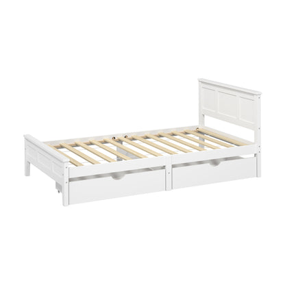 King Single Wooden Bed Frame White 213x117x94cm