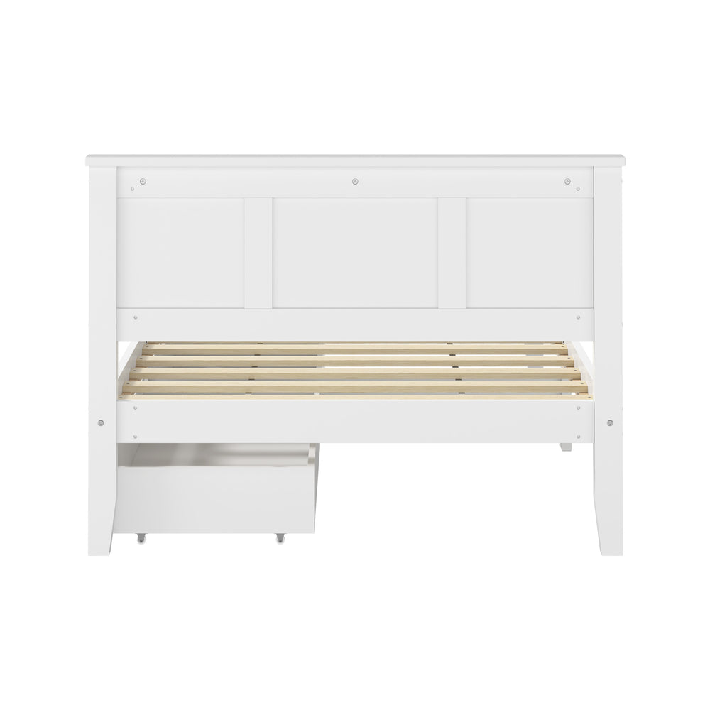 King Single Wooden Bed Frame White 213x117x94cm