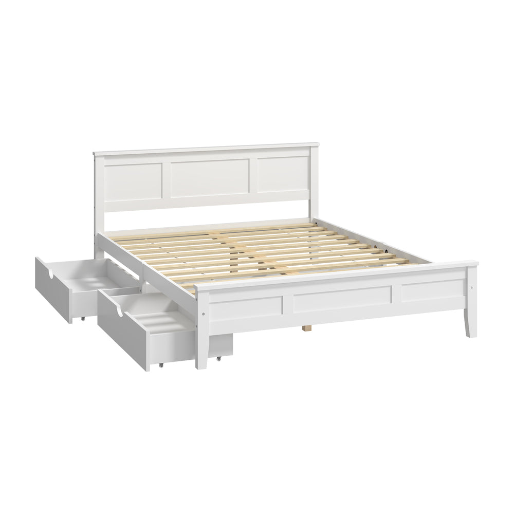 Queen Wooden Bed Frame White 213x163x94cm