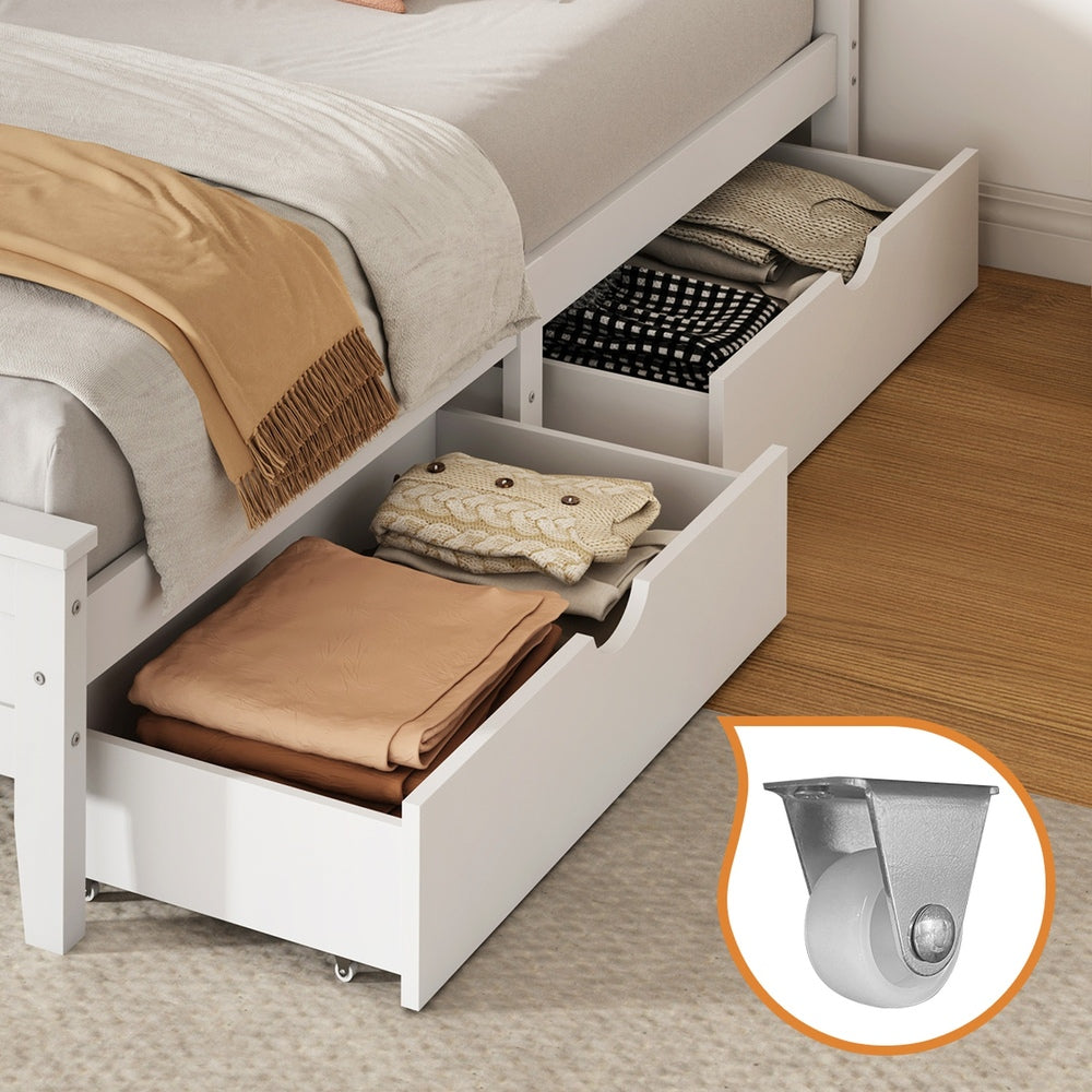 Queen Wooden Bed Frame White 213x163x94cm
