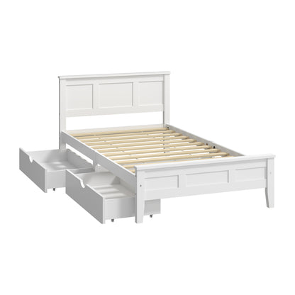 White Wooden Bed Frame With Storage 199x101x94cm