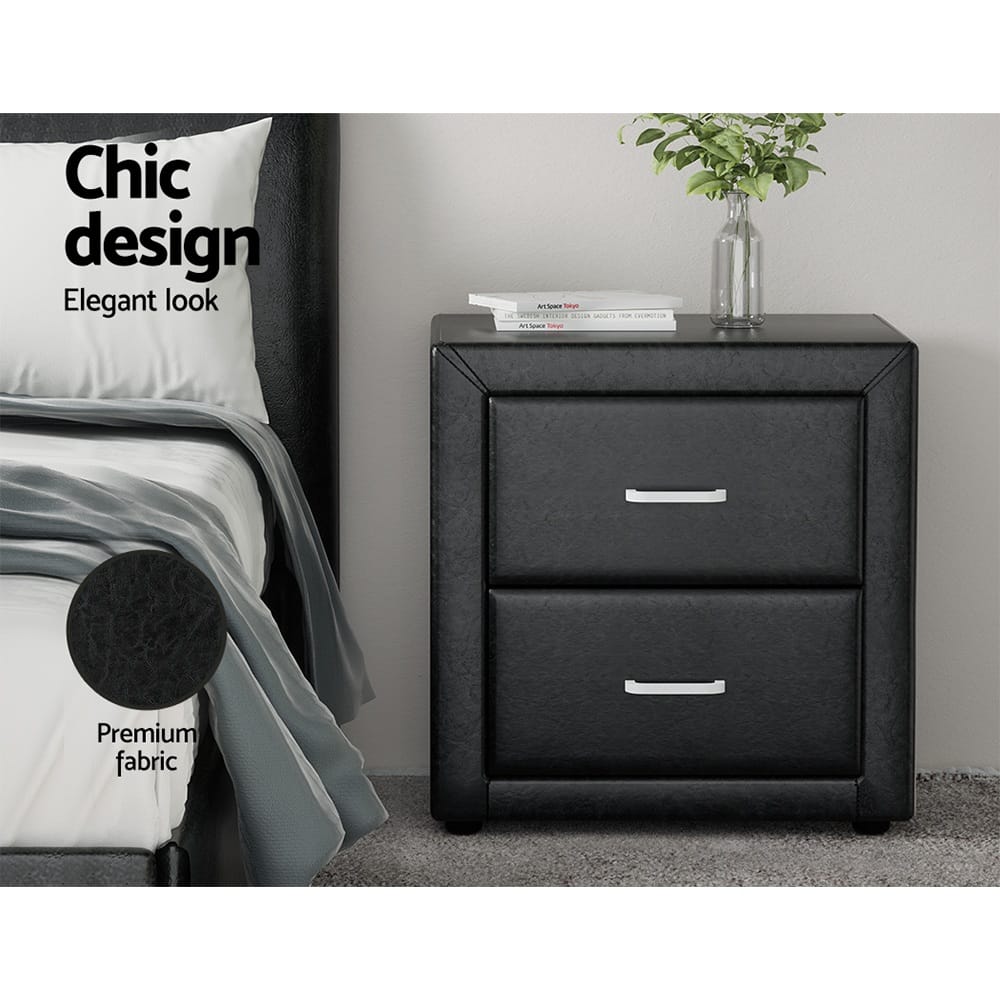 Black bedside table 48.5x40x50cm, detail