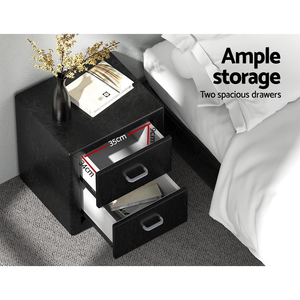 Black bedside table 48.5x40x50cm, in room setting