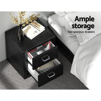 Black bedside table 48.5x40x50cm, in room setting