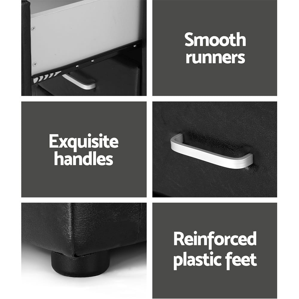 Black bedside table 48.5x40x50cm, view 6